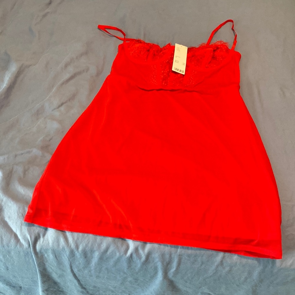 Red slip dress